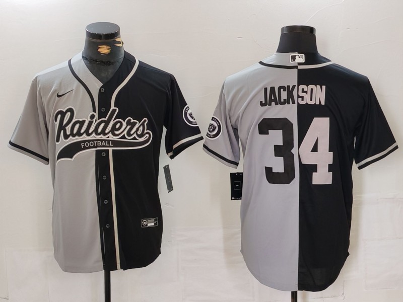 Men's Las Vegas Raiders Bo Jackson #34 Gray/Black Jersey